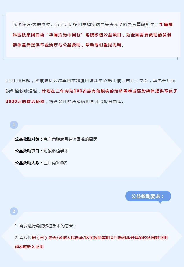 光明传递·大爱赓续 | 金沙澳门(中国)唯一官方网站拾光中国行角膜移植公益救助项目厦门站启动